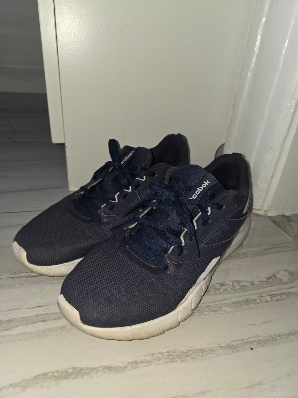 Reebok Dark Blue Athletic Sneakers with White Soles